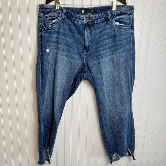 Kut from the Kloth Reese ankle straight jeans rawhem size 22W E16 - Picture 1 of 6